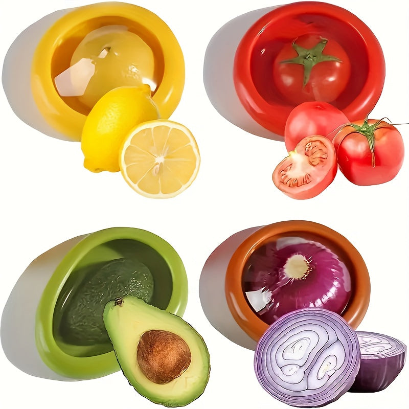 4/2pcs Silicone Fruit Storage Boxe, Large Capacity Reusable Fridge Storage Boxes, Ideal for Preserving Avocados, Tomatoes, And Perfect for Garlic, Onions, Lemons, And Potatoes, Random Color