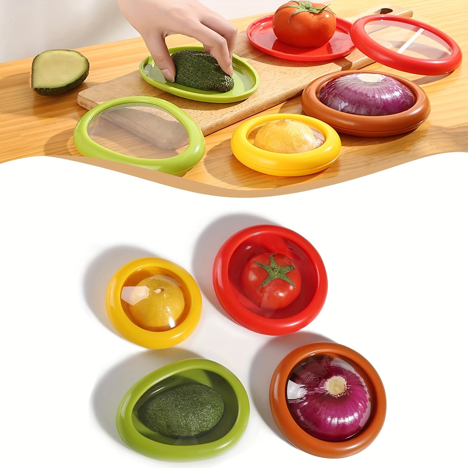 4-Pack Vibrant Acrylic Large Capacity Fruit & Vegetable Storage Containers - Airtight Reusable Stackable Clip-Lid Containers, Color-Coded Containers for Fridge Organization, Meal Prep, Onions, Lemons, Potatoes, Herbs, Meal Prep Storage | Vibrant Kitchenwa
