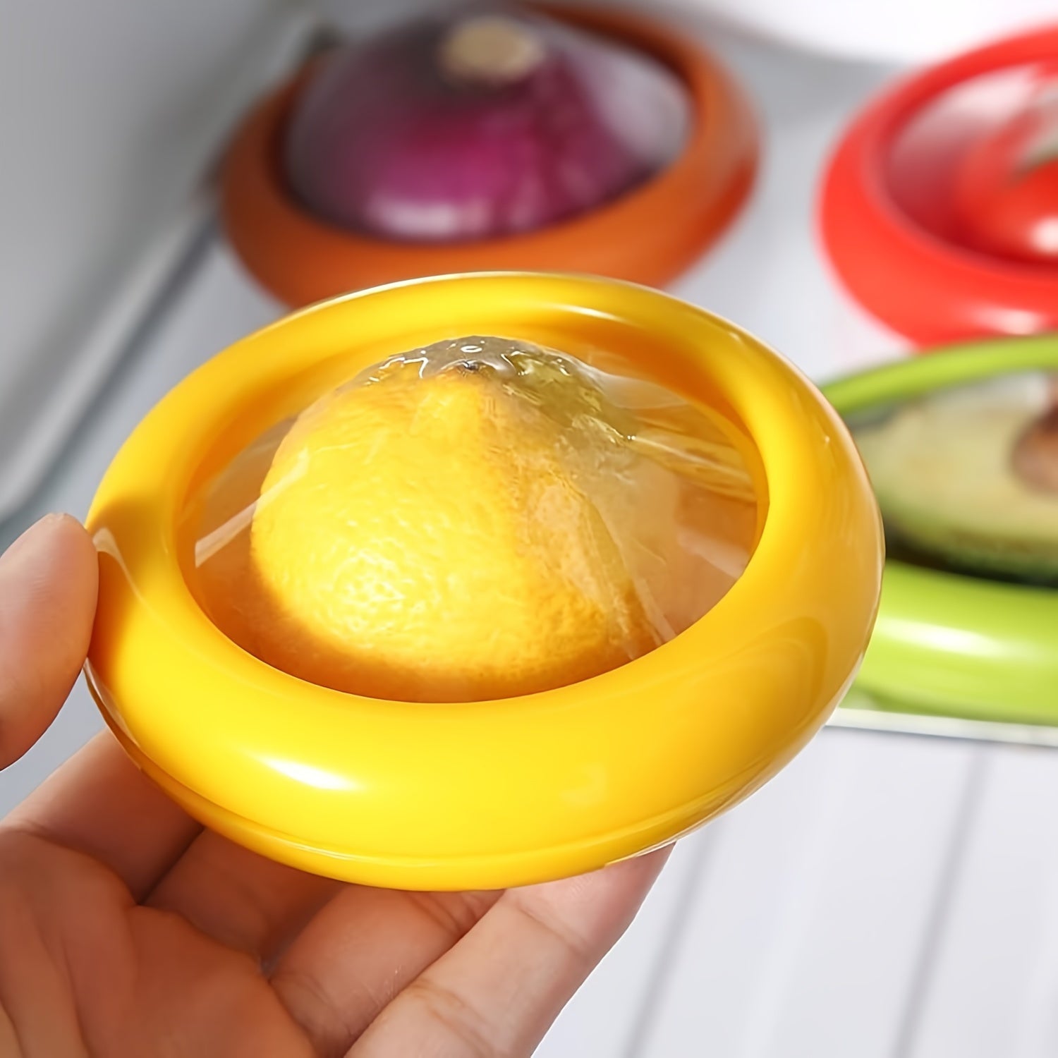 4-Pack Vibrant Acrylic Large Capacity Fruit & Vegetable Storage Containers - Airtight Reusable Stackable Clip-Lid Containers, Color-Coded Containers for Fridge Organization, Meal Prep, Onions, Lemons, Potatoes, Herbs, Meal Prep Storage | Vibrant Kitchenwa