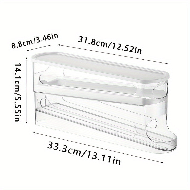2-Layer Automatic Slide Egg Storage Box, Refrigerator Door Egg Storage Box, Can Hold 12-14 Eggs, Flip Design, Fresh-Keeping Egg Organizer, Essential Kitchen Storage Solution, Refrigerator Egg Rack That Saves Kitchen Space