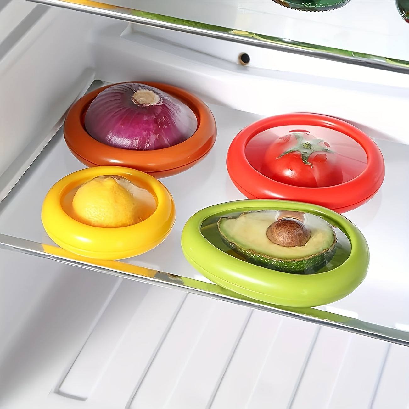 4/2pcs Silicone Fruit Storage Boxe, Large Capacity Reusable Fridge Storage Boxes, Ideal for Preserving Avocados, Tomatoes, And Perfect for Garlic, Onions, Lemons, And Potatoes, Random Color